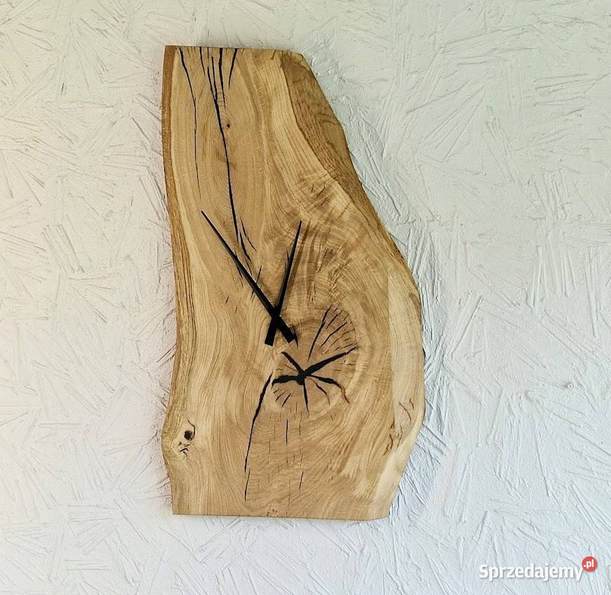 Zegar na ścianę wiszący duży loft naturalny dąb Bartoszyce