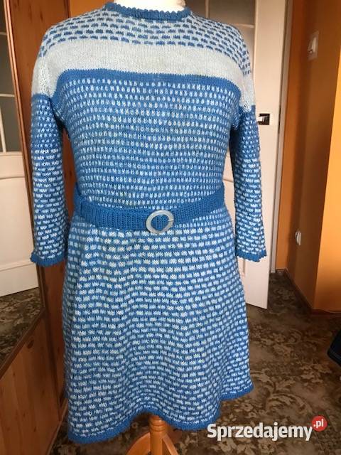 Suknia damska dziergana druty robota własna 4648