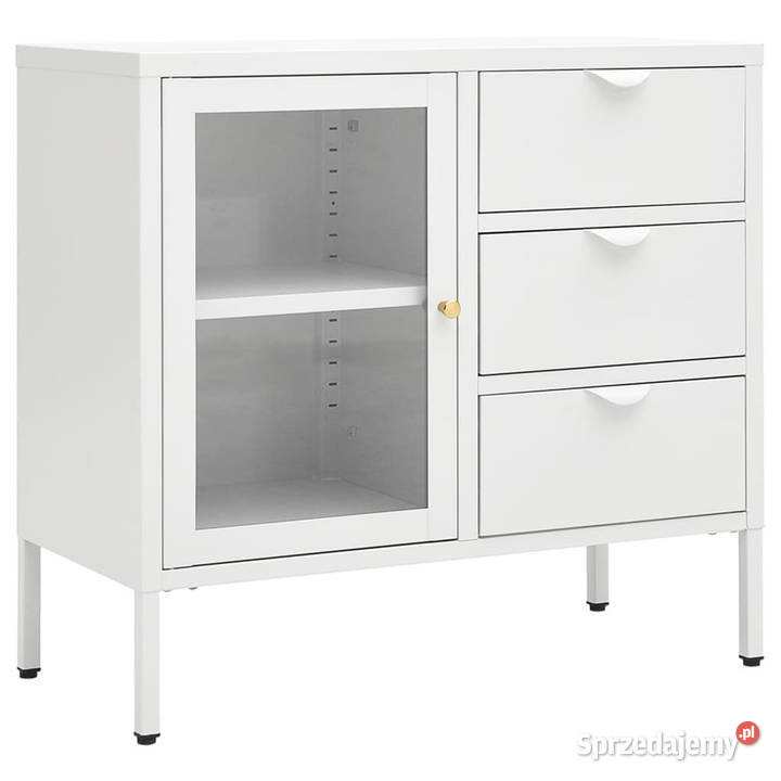 Komoda biała 75x35x70 stal i szkło hartowane Warszawa