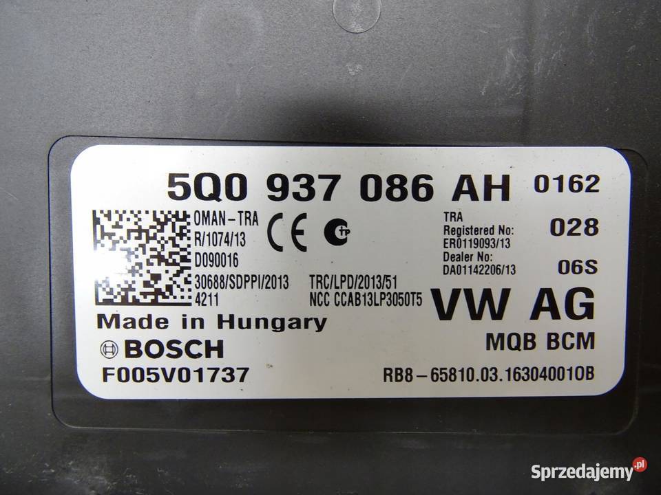 MODUŁ STEROWNIK KOMFORTU 5Q0937086AH PASSAT B8