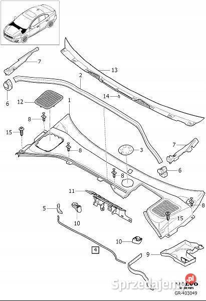 VOLVO S60 V60 spinka podszybia 30622556 OE Gadgety motoryzacyjne dolnośląskie