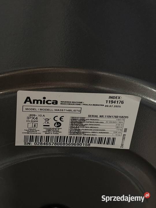 Pralka Amica WA3S714BLISTG 7 1400 RPM Inverter