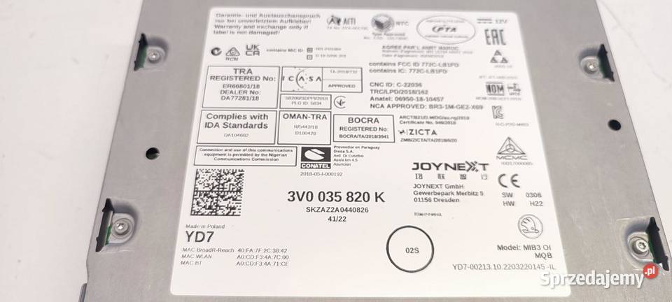 SKODA KAROQ CZYTNIK NAWIGACJI 3V0035820K Nawigacje fabryczne