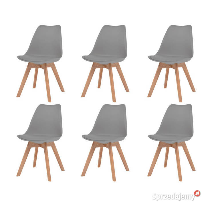 Krzesła stołowe 6 szare plastikowe WM274851