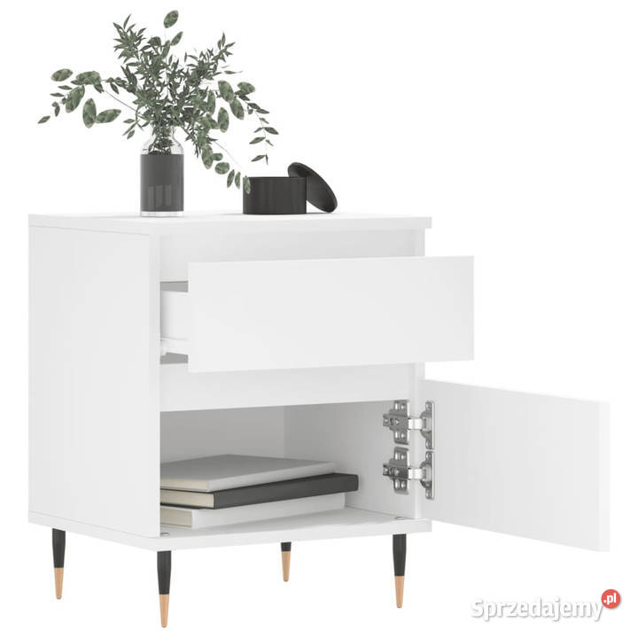 Szafka nocna biała 40x35x50 materiał