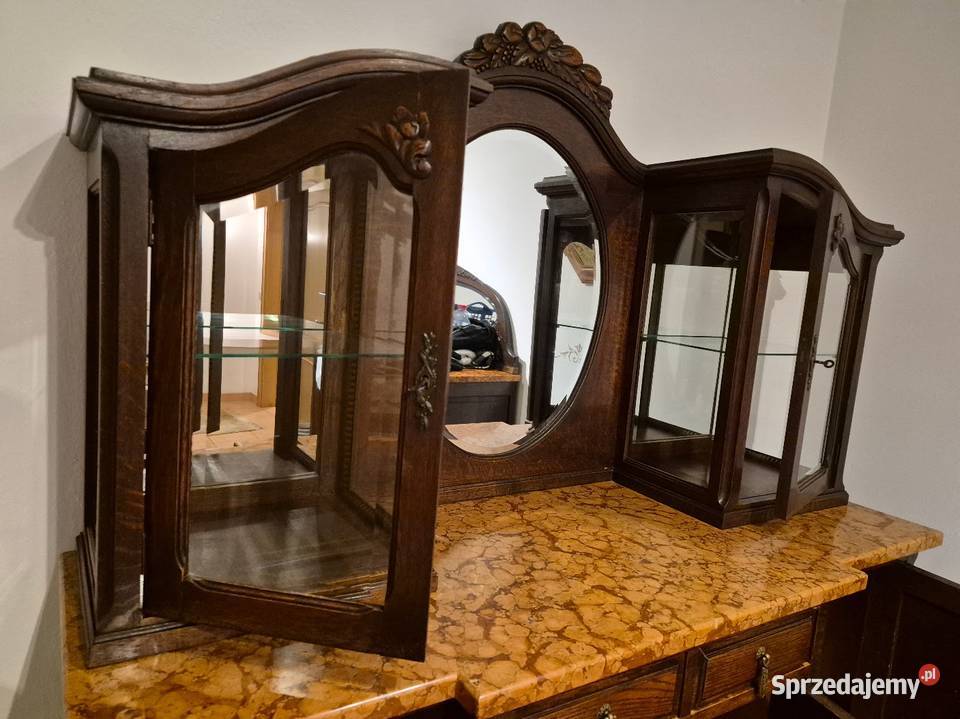 Secesyjna komoda dębowa rzeźbiona z blatem Sypniewo