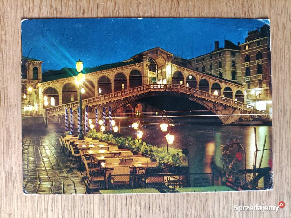 WENECJA WIDOK NA MOST ŁUKOWY RIALTO KANAŁEM Piszczac