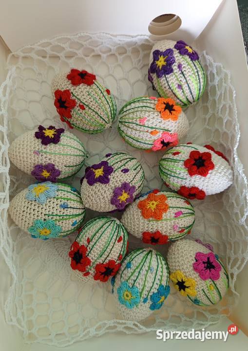 Pisanki szydełkowe rękodzieło wielokolorowy Garbów