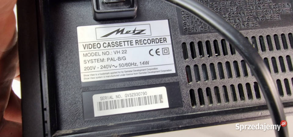 Video magnetowid METZ VH 22 VH22 VHS Międzychód