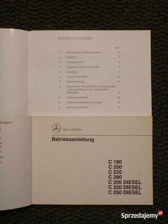Mercedes Cklasa w202 części instrukcje obsługi świętokrzyskie Skarżysko-Kamienna sprzedam