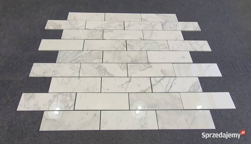 Mozaika Bianco Calacatta poler cegiełka Bielawa