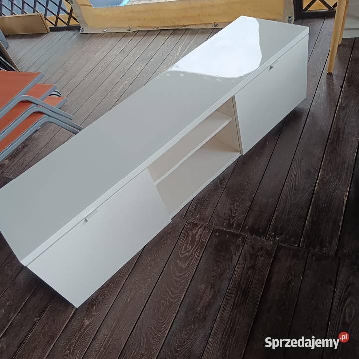 Szafka pod TV połysk biały 160x42x45 Byas Ikea Bielino