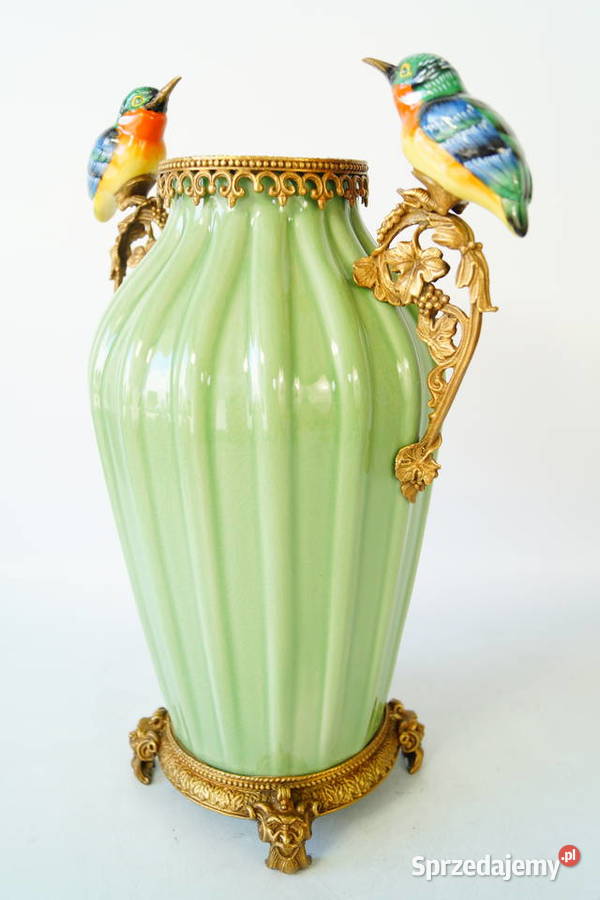 Porcelanowy wazon dwa ptaki kolibry waza amfora Gizałki