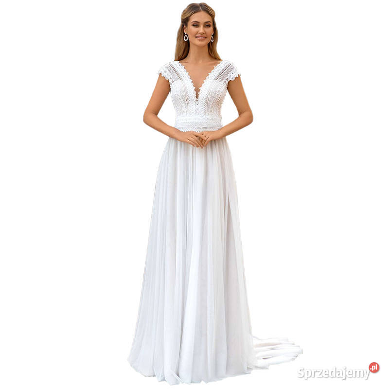 Suknia ślubna boho gipiura 38 M 40 L 42 XL 44 Rozmiar 46 Jelenia Góra