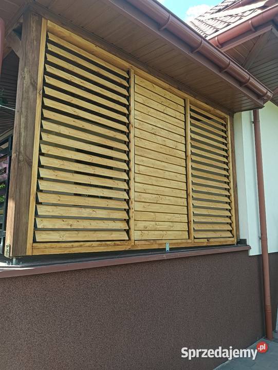 Żaluzje drewniane na taras balkon altane Parczew