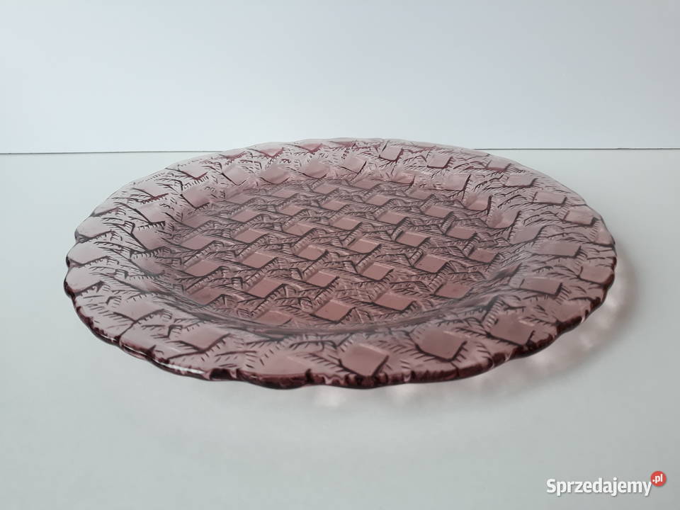 Talerz Kratka Plecionka ok 235 Ząbkowice szkło Dąbrowa Górnicza