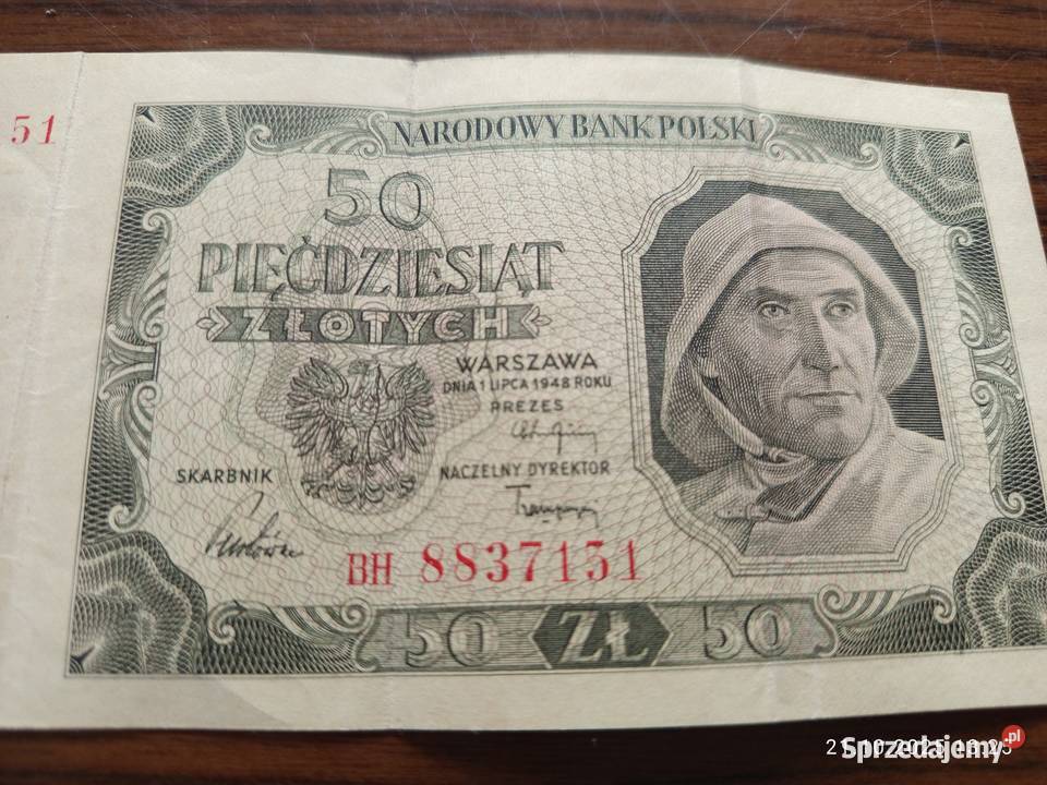 Banknot 50 złotych Seria BH kujawsko-pomorskie Nakło nad Notecią