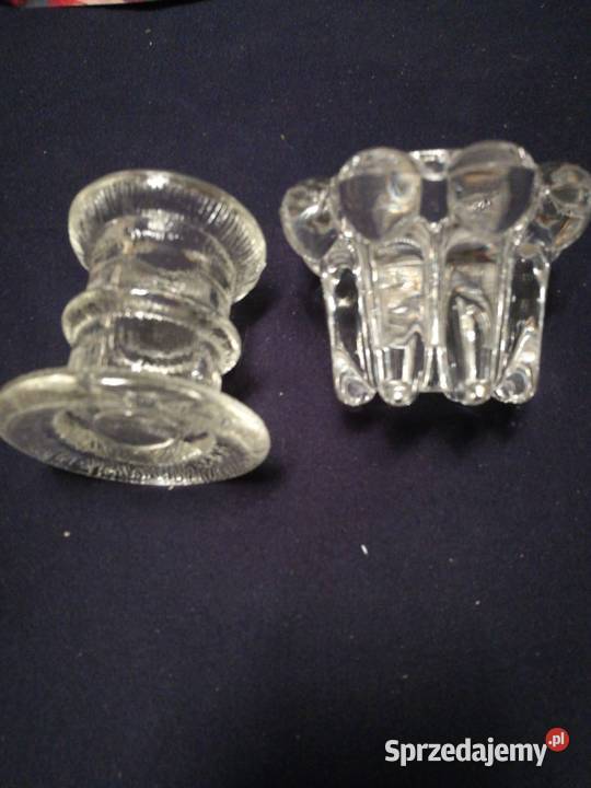 Dwa swieczniki Ząbkowice szklane małe Choszczno