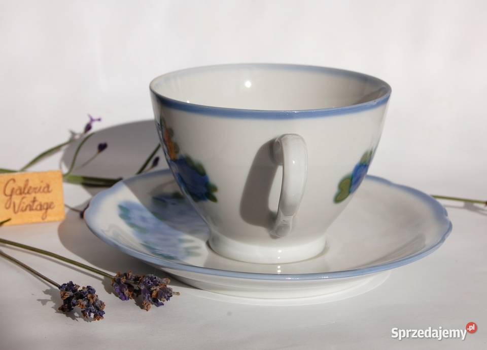 Filiżanka ze spodkiem porcelana ręcznie malowana Lublin
