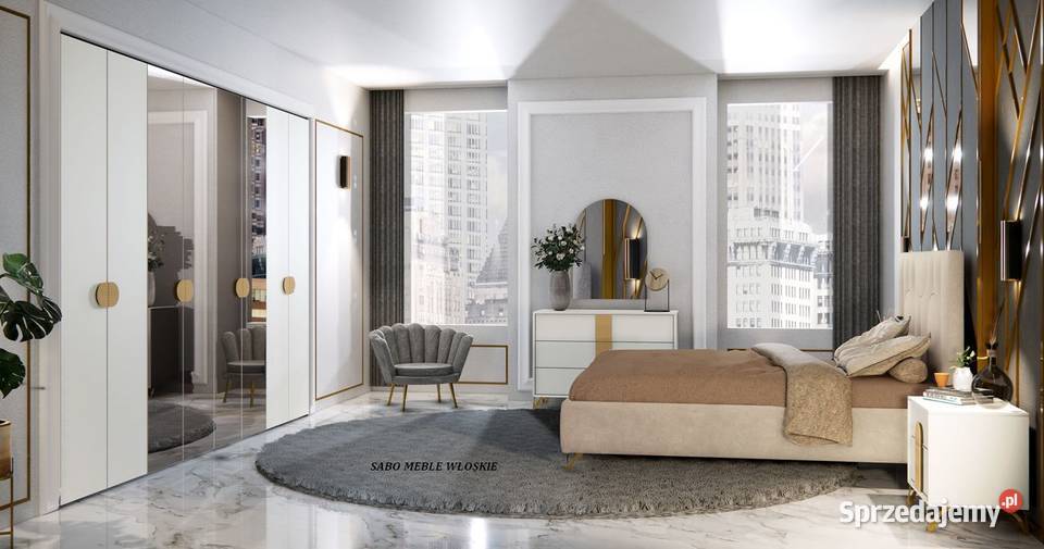 Nowoczesna włoska szafka nocna Gracja białozłota Meble podkarpackie Przemyśl