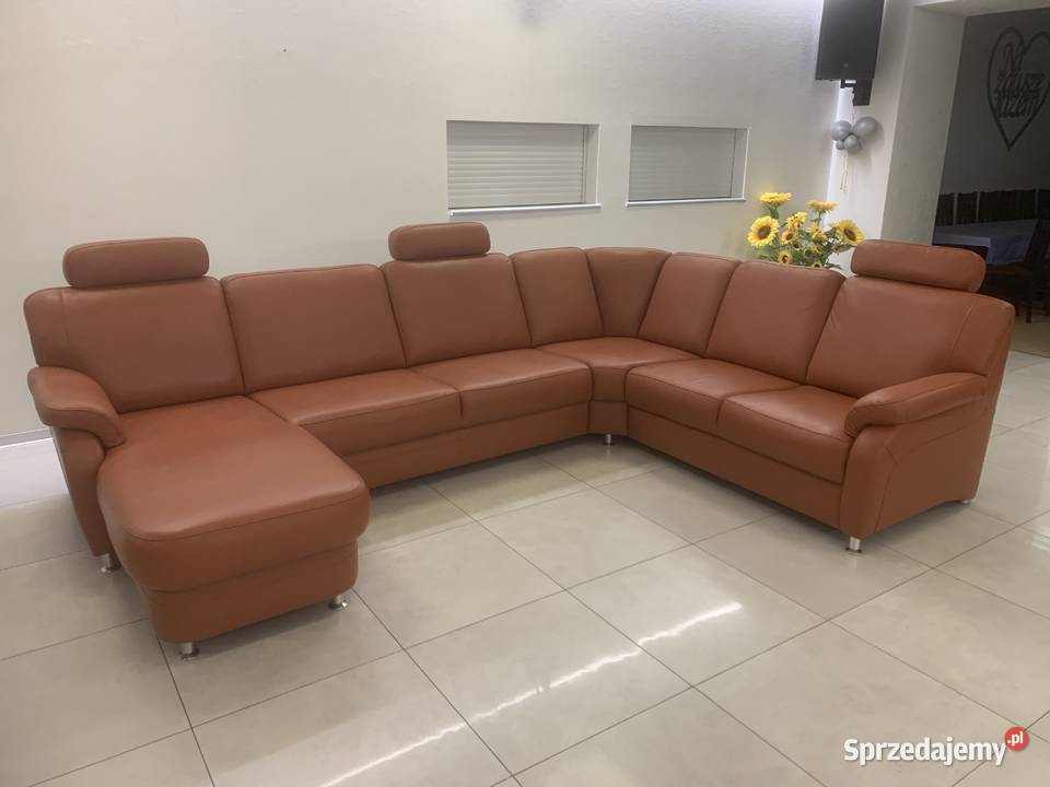 NIEMIECKI NAROŻNIK FOTEL RELAX SKÓRA NATURALNA Kalety