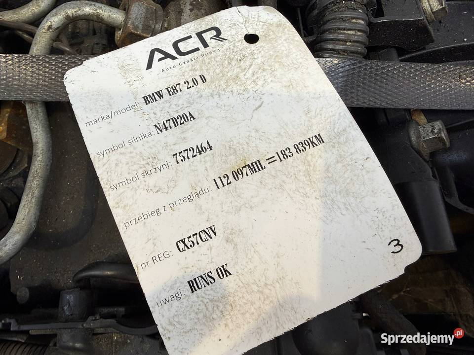 SILNIK N47D20A BMW E81 E87 E90 E91 X1 E84 X3 E83 lubelskie Chełm