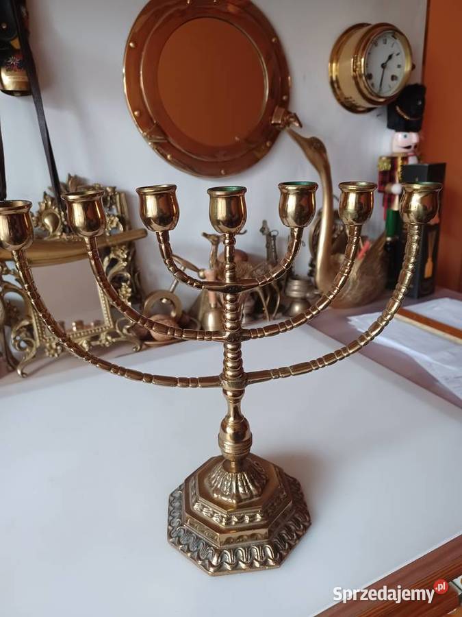 Świecznik mosiężny menora Poznań