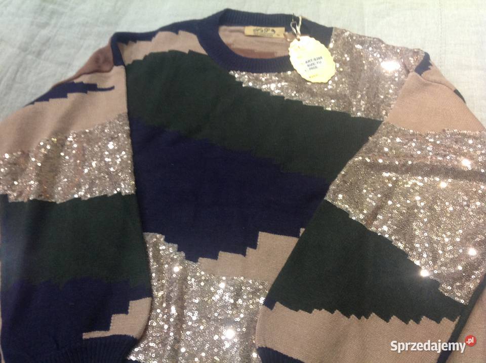 Sweter Cekinowy Damski r 38 Wełna 10 Viscose Swetry i golfy lubuskie Nowa Sól
