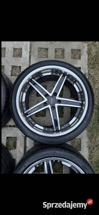 Alufelgi z rantem czarne z chromem 5x112 opony Krępiec