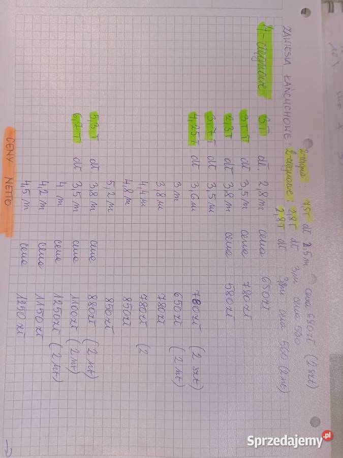 zawiesia łańcuchowe dźwigowe 220 ton