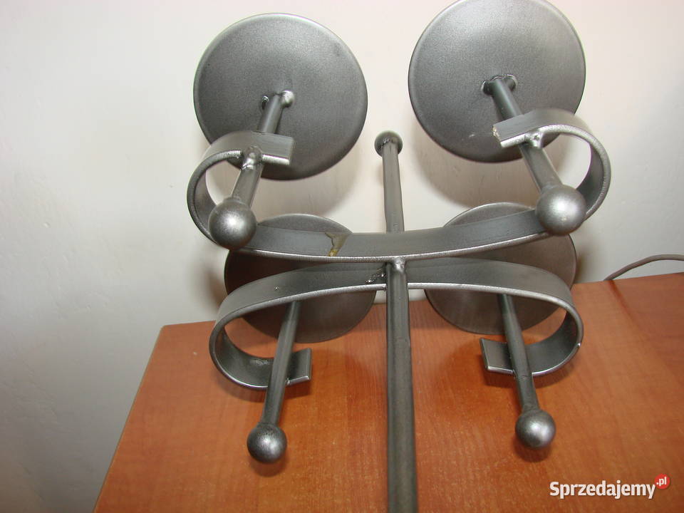 metalowy świecznik odcienie szarości sprzedam