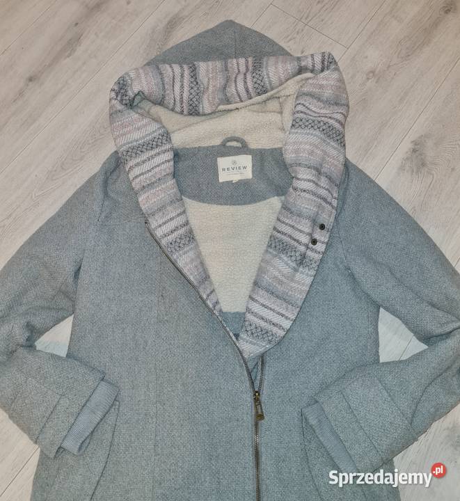 Płaszcz damski popielaty kaptur 38M łódzkie Łódź