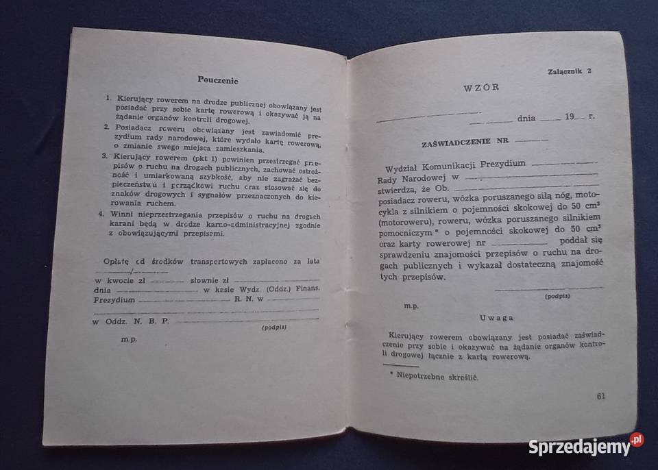 Z Słabęcki Zasady ruchu rowerowego WKŁ 1962 r Koźminek
