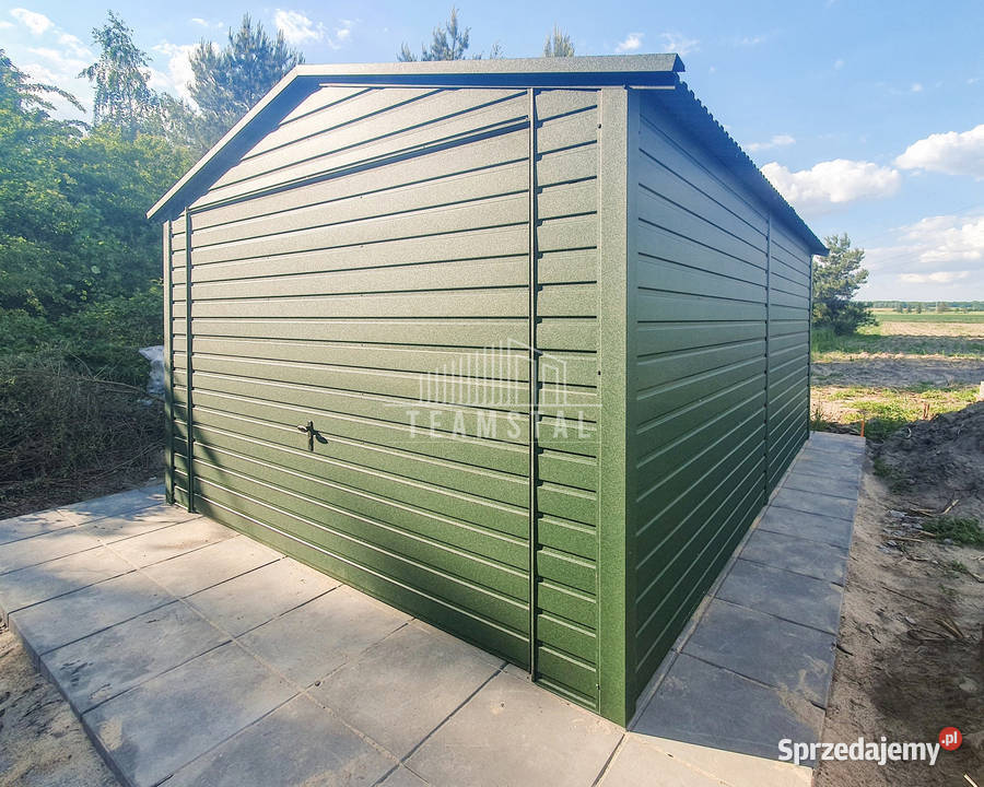 Garaż Blaszany 35x6m Brama Uchylna Zielony Dach Mysłowice