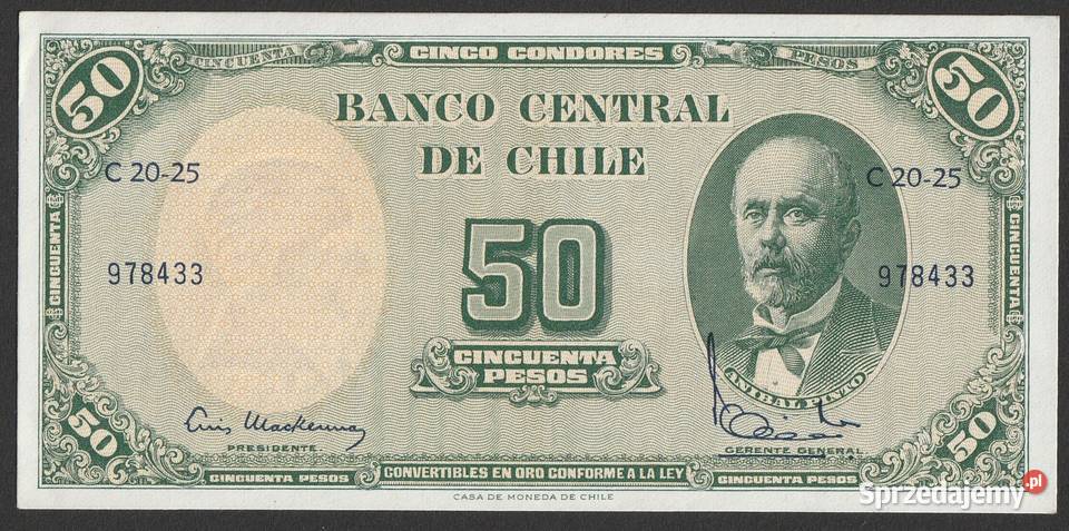 CHILE 50 pesos 5 centimos de escudo 1960 STAN Numizmatyka Łódź
