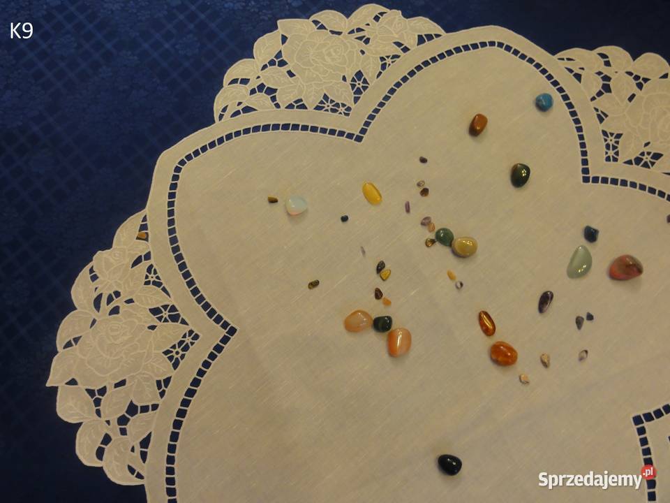 Serwetki białe wyszywane haft Richelieu biały