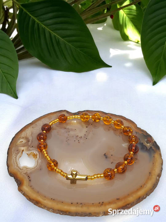 Bransoletka różaniec dziesiątka różańca BURSZTYN Warszawa