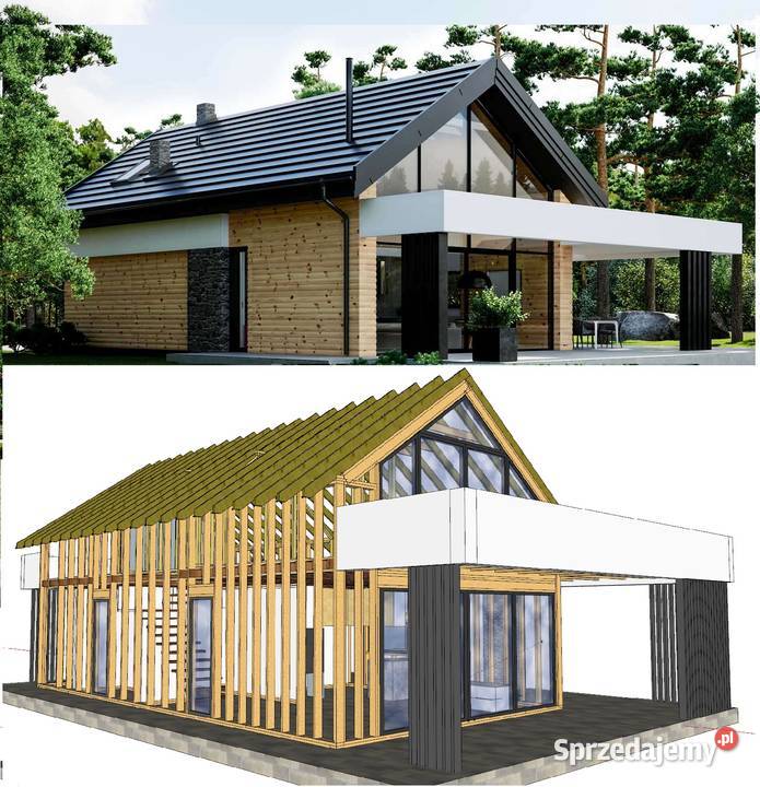 Dom z drewna domek szkieletowy projekt szkielet Józefów sprzedam