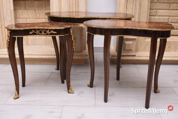 Zestaw Stolików Francuskich Stół Intarsjowany Kraków