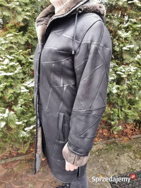Piękny damski długi kożuch płaszcz kurtka Łódź