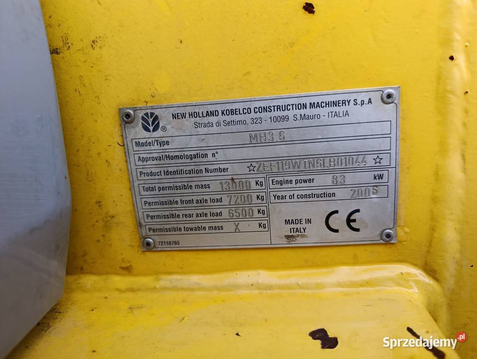 Koparka Holland MH 36 Rok produkcji 2006 Nowa Wieś Lęborska