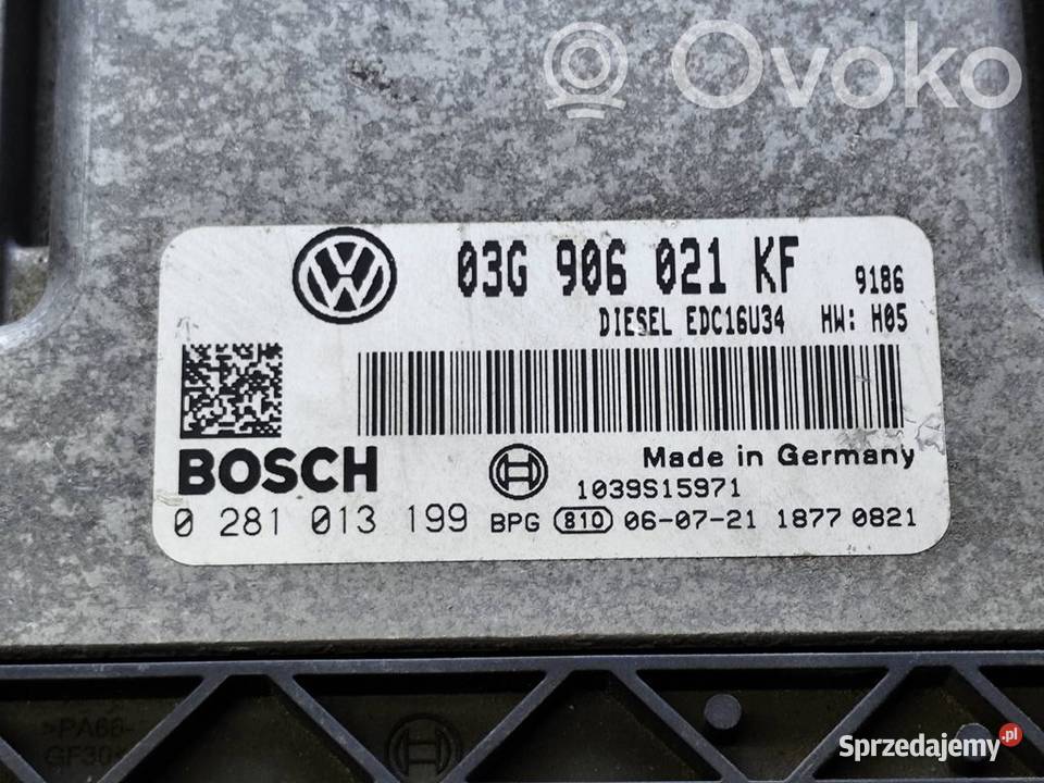 VW Touran I 20TDI STEROWNIK KOMPUTER SILNIKA ECU Czujniki i sterowniki