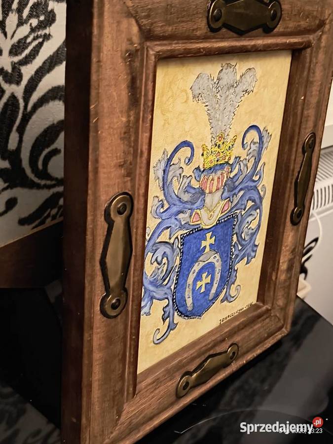 Polski herb szlachecki akwarela na płótnie w Pozostałe śląskie