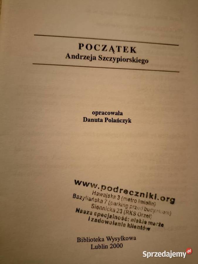 Szczypiorski Początek biblioteka analiz