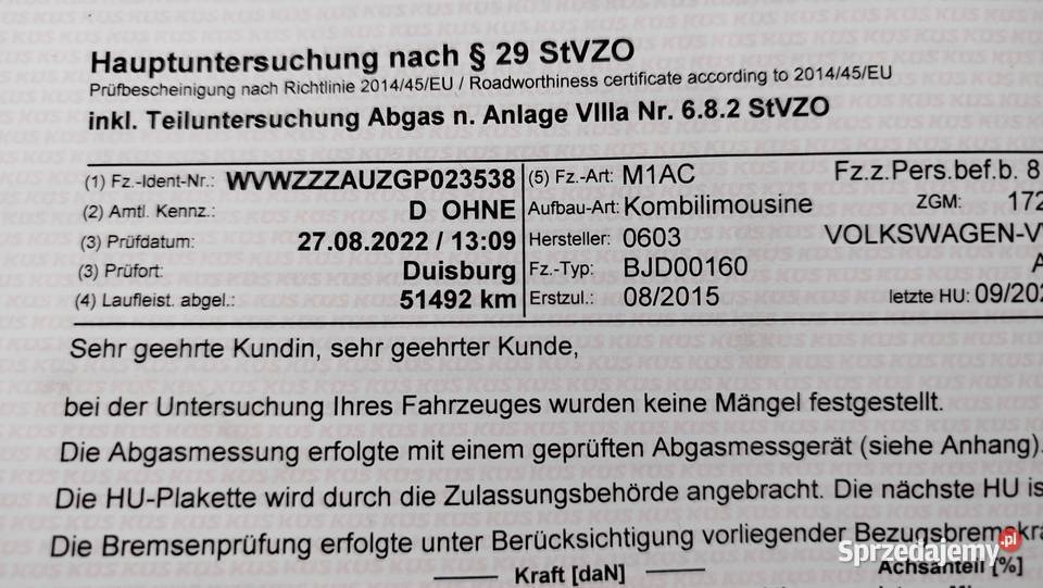 Vw Golf VII Niski Przebieg 72 pełen serwis isofix Bytów