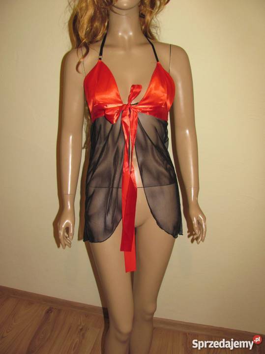 sexi koszulka nocna z czerwonym krawatem