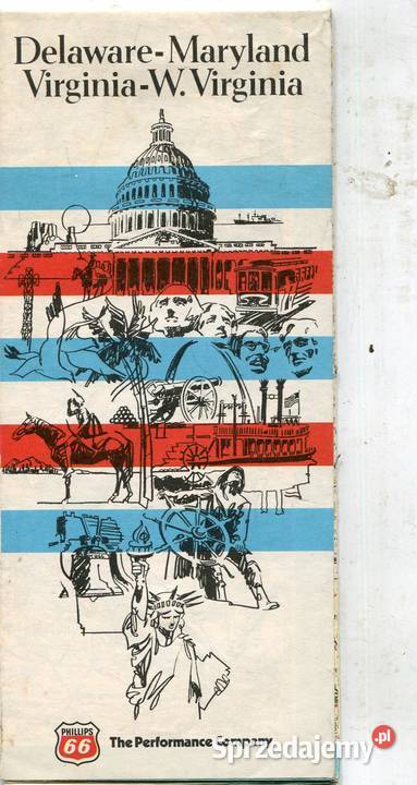 1976 Phillips 66 Road Map DelawareMaryland zachodniopomorskie Szczecin