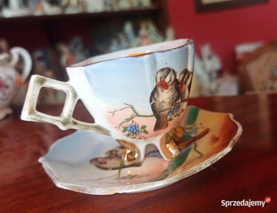 Z ptaszkami na 4 złotych nóżkach Filiżanka do Gdańsk sprzedam