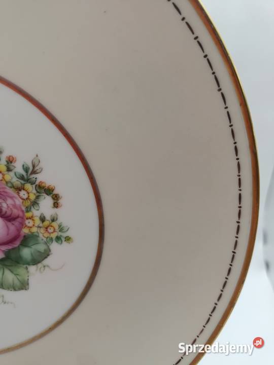 Talerz kwiatowy wzór złocenia Dania sprzedam