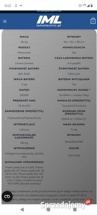 Chopper elektryczny dorosłych nieuszkodzony